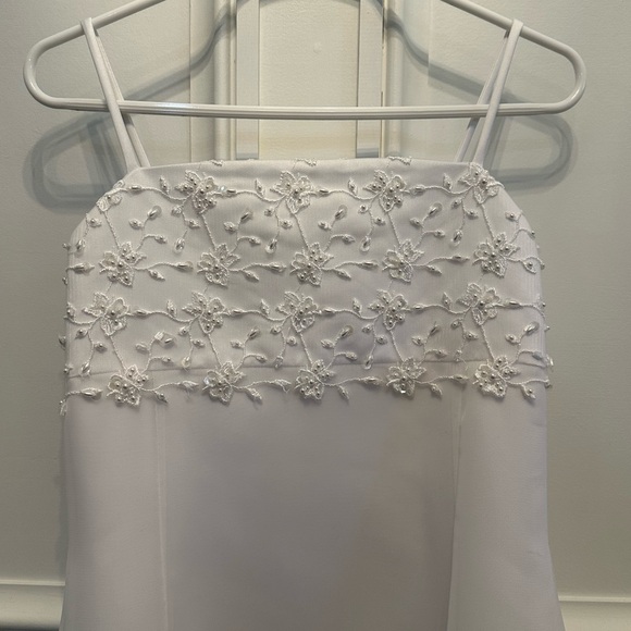 David's Bridal Wedding Flower Girl Dress Size 6 White H5266 Pearls Embroidery - Picture 12 of 16